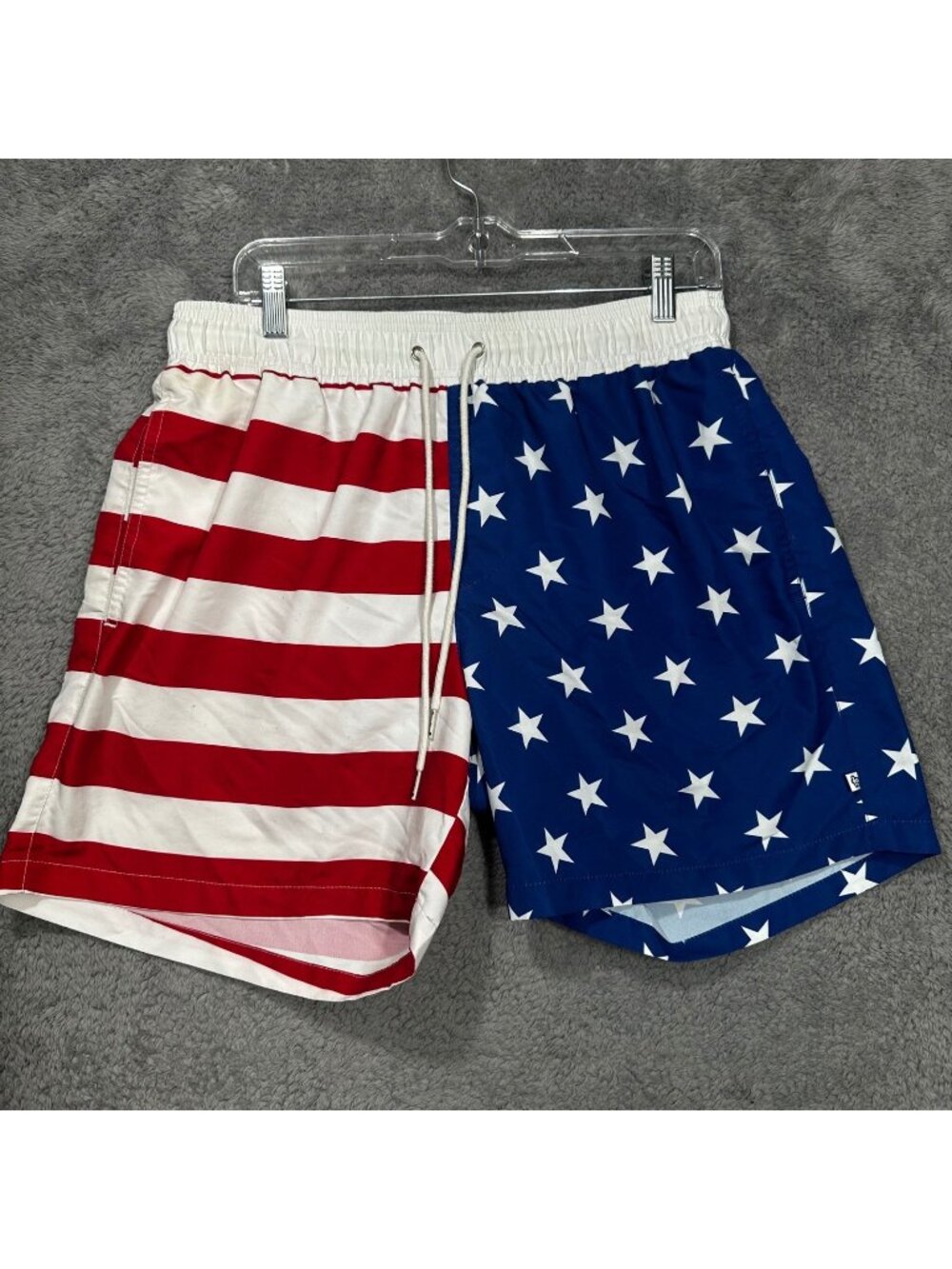 Tipsy Elves Swim Trunks Mens Medium Red White Blue American Flag Stars Stripes